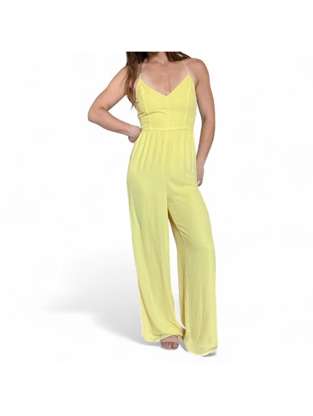 Yellow Jumpsuit with Open Back